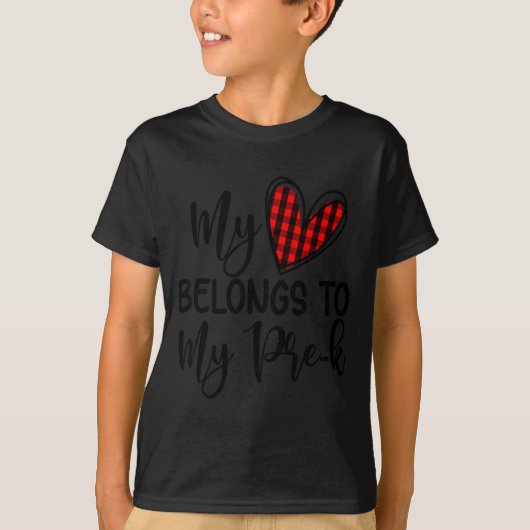 Cute Buffalo Plaid Heart Valentines Day For Pre K T-shirt (Voorkant)