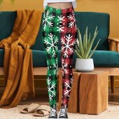 Cute Buffalo Plaid Pattern Snowflakes Christmas Leggings