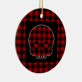 Cute Buffalo Plaid Skull Keramisch Ornament (Rechts)