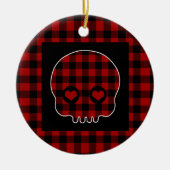 Cute Buffalo Plaid Skull Keramisch Ornament (Voorkant)