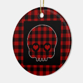 Cute Buffalo Plaid Skull Keramisch Ornament (Links)