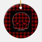 Cute Buffalo Plaid Skull Keramisch Ornament (Achterkant)