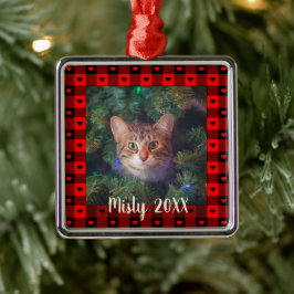 Cute Buffalo Pset - hart - aangepaste kat - kerstm Metalen Ornament