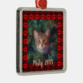 Cute Buffalo Pset - hart - aangepaste kat - kerstm Metalen Ornament (Rechts)