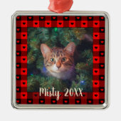 Cute Buffalo Pset - hart - aangepaste kat - kerstm Metalen Ornament (Voorkant)