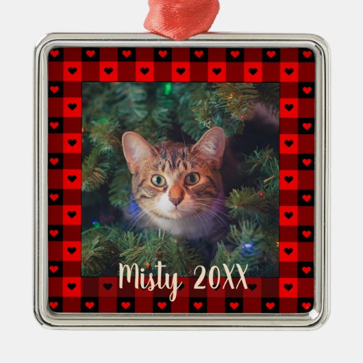 Cute Buffalo Pset - hart - aangepaste kat - kerstm Metalen Ornament (Voorkant)