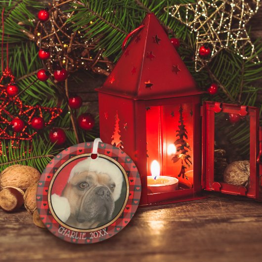 Cute Buffalo Pset Hearts Custom Dog Pet Kerstmis Glas Ornament