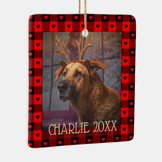 Cute Buffalo Pset Hearts Custom Dog Pet Kerstmis Keramisch Ornament (Rechts)