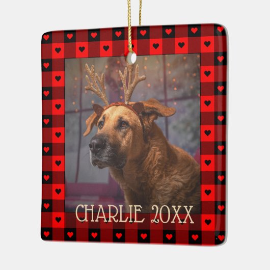 Cute Buffalo Pset Hearts Custom Dog Pet Kerstmis Keramisch Ornament (Links)