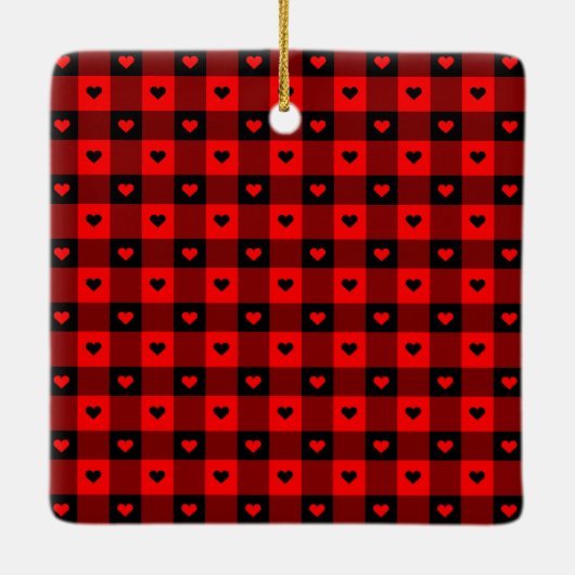 Cute Buffalo Pset Hearts Custom Dog Pet Kerstmis Keramisch Ornament (Achterkant)