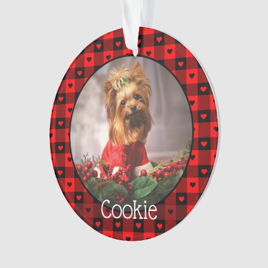 Cute Buffalo Pset Hearts Custom Dog Pet Kerstmis Ornament (voorkant)