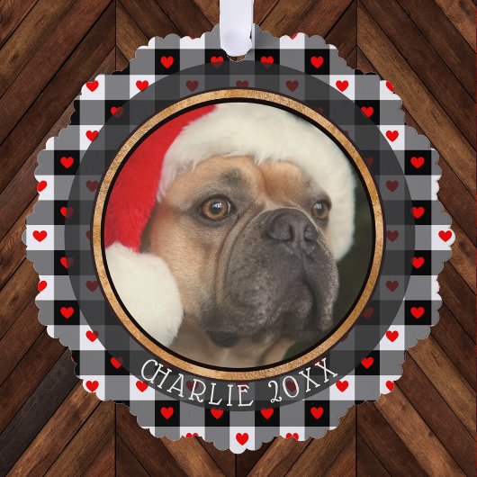 Cute Buffalo Pset Hearts Custom Dog Pet Kerstmis Ornament Kaart