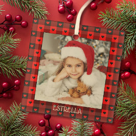 Cute Buffalo Pset Hearts Persoonlijk Kerstfeest Glas Ornament