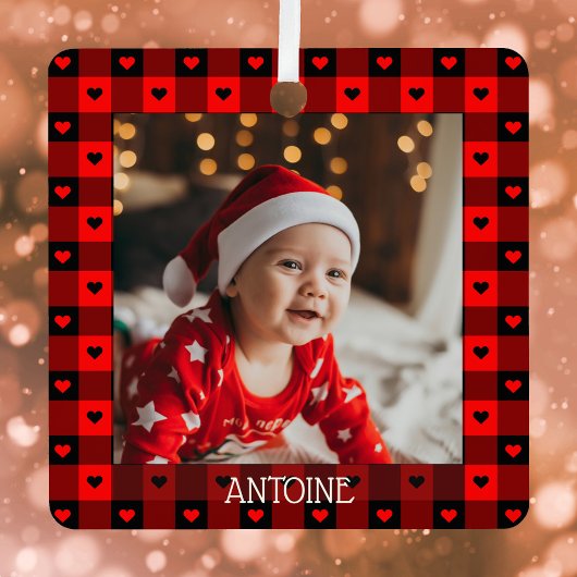 Cute Buffalo Pset Hearts Persoonlijk Kerstfeest Metalen Ornament