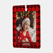 Cute Buffalo Pset Hearts Persoonlijk Kerstfeest Metalen Ornament (Voorkant links)