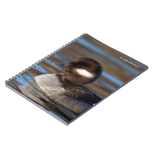 Cute Bufflehead Duck op Sunlit Watts Notitieboek (Linkerzijde)