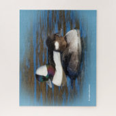 Cute Bufflehead Ducks Lovebird bij Winter Pond Legpuzzel (Verticaal)