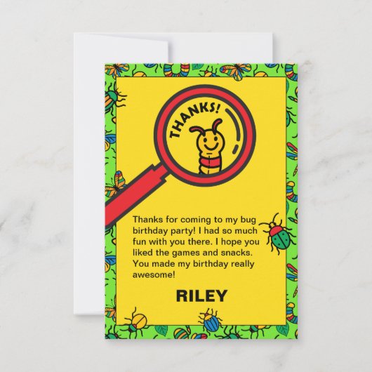 Cute Bug en Insecten Kinderverjaardagsfeestje Bedankkaart (Voorkant)