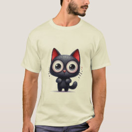 Cute Bug-Eyed Black Kitten Surprise ✨🐾🖤 T-shirt
