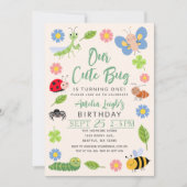 Cute Bug Ladybug Buttefly Kids 1st Birthday Party Kaart (Voorkant)