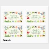 Cute Bug Ladybug Buttefly Kids 1st Birthday  Rechthoekige Sticker (Vel)