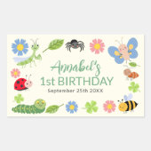 Cute Bug Ladybug Buttefly Kids 1st Birthday  Rechthoekige Sticker (Voorkant)