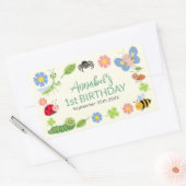 Cute Bug Ladybug Buttefly Kids 1st Birthday  Rechthoekige Sticker (Envelop)