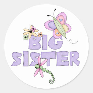 Cute Bugs Big Sister Ronde Sticker