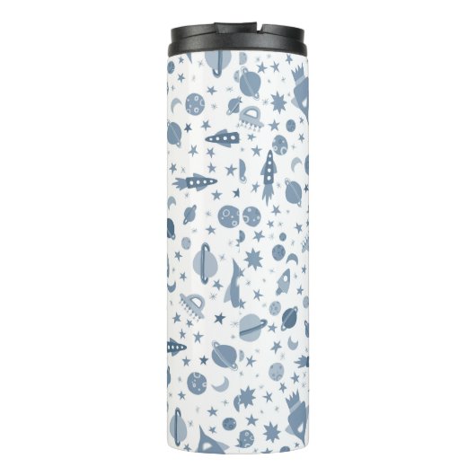 Cute Buitenspace Planets Rockets Blue Thermosbeker (Achterkant)