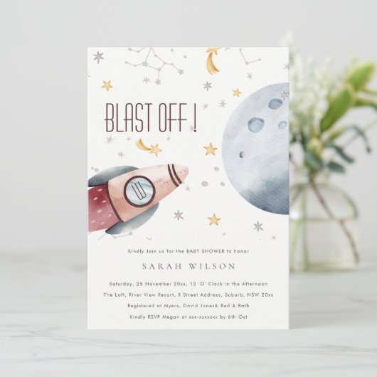 Cute Buitenspace Starry Planet Baby shower nodigt  Bedankkaart (Staand voorkant)