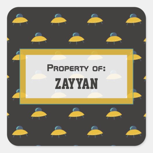 Cute Buitenspakeship Pattern Gepersonaliseerd Vierkante Sticker (Voorkant)