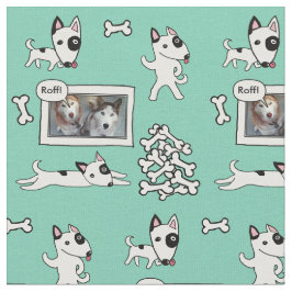 Cute Bull Terrier Cartoon Personalizealbe Fabric Stof
