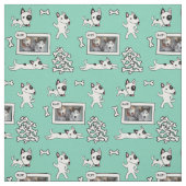 Cute Bull Terrier Cartoon Personalizealbe Fabric Stof (Swatch)