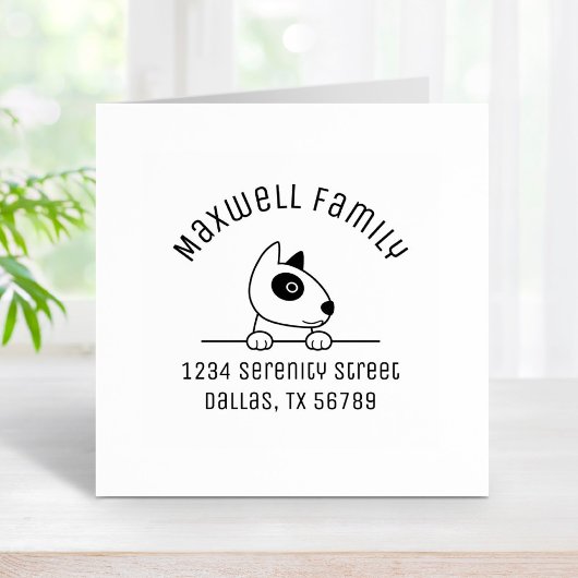 Cute Bull Terrier Dog Arch Family Address 2 Rubberstempel