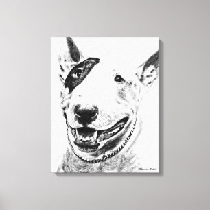 Cute Bull Terrier dog art Canvas Afdruk