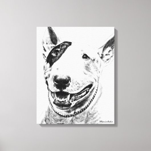 Cute Bull Terrier dog art Canvas Afdruk (Voorkant)