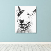 Cute Bull Terrier dog art Canvas Afdruk (Insitu (Houten vloer))