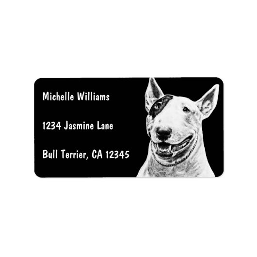 Cute Bull Terrier dog art Etiket (Voorkant)