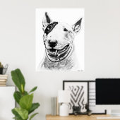 Cute Bull Terrier dog art Poster (Thuiskantoor)