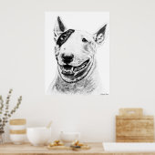 Cute Bull Terrier dog art Poster (Keuken)
