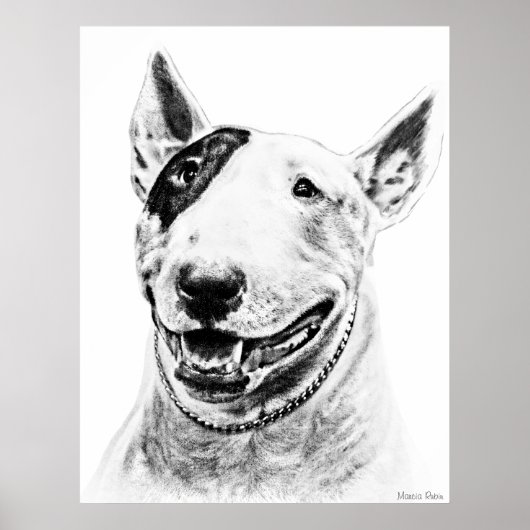 Cute Bull Terrier dog art Poster (Voorkant)