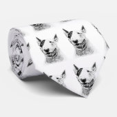 Cute Bull Terrier dog art Stropdas (Opgerold)