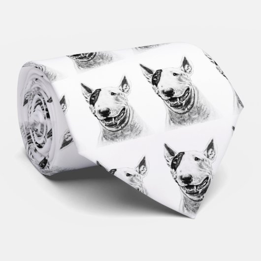 Cute Bull Terrier dog art Stropdas (Opgerold)