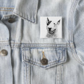 Cute Bull Terrier dog art Vierkante Button 5,1 Cm (In situ)