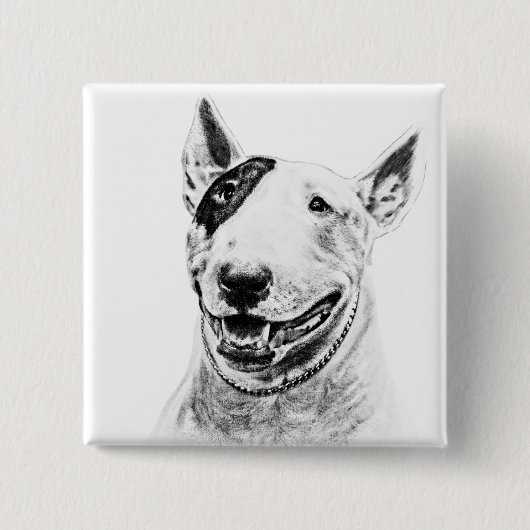 Cute Bull Terrier dog art Vierkante Button 5,1 Cm (Voorkant)