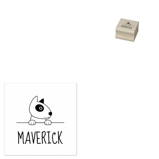Cute Bull Terrier Dog Custom Name Rubberstempel (Gestempeld)