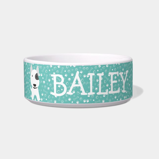 Cute Bull Terrier Dog  naam Bowl Voerbakje (Voorkant)