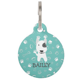 Cute Bull Terrier Dog Name Pet ID Tag Huisdierpenning