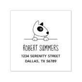 Cute Bull Terrier Dog Peeking bovenstaand adres Zelfinktende Stempel (Design)