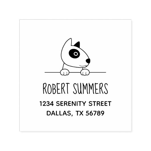 Cute Bull Terrier Dog Peeking bovenstaand adres Zelfinktende Stempel (Design)